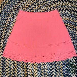 Loft Laser Cut Scalloped Skirt in Pink